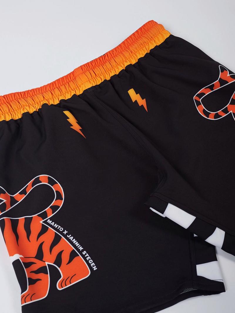 MANTO tigers tail FIGHT SHORTS-black